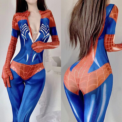 #ad #ad Spiderman Cosplay Jumpsuit Costume Women Zentai Bodysuit Suit Comicon Halloween $20.99