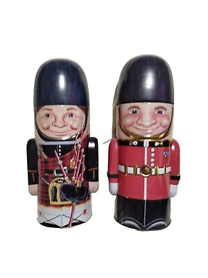 #ad Walkers 10 Inch Scottish Bagpiper Tin Set of 2 Collectible Flask Shape Printed AU $39.00