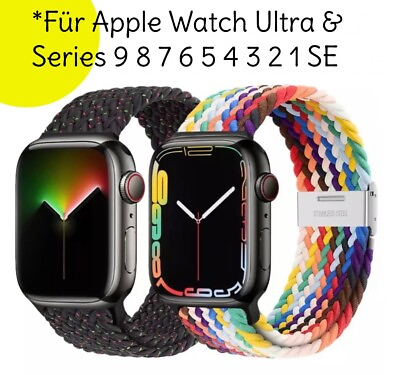 #ad Nylon Loop Bracelet for Apple Watch Ultra Braided ✅ Series 8 7 6 Se Elastic GBP 7.18