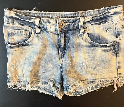 #ad Justice Cut Off Denim Shorts Woman#x27;s Size 16H Distressed Fringed $5.00