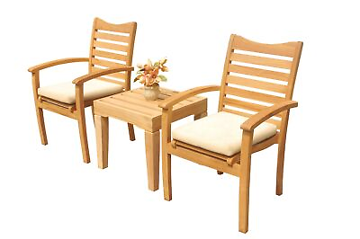 #ad 3pc Grade A Teak Dining Set Caranas Side Table 2 Aspen Stacking Arm Chairs $776.68