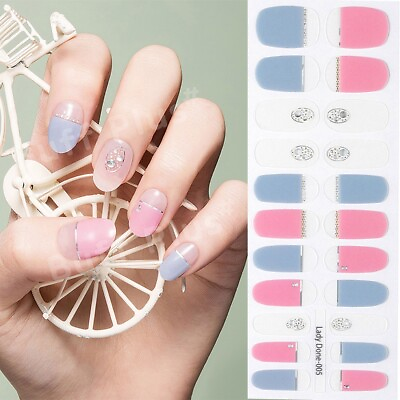 #ad Nail Stickers Stripsnail Decal Pastel Sky Blue amp; Pink Silver Points Daily Design $9.99