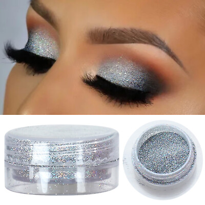 #ad Pigment Silver EyeShadow Glitter Eye Shadow Sparkly Loose Powder Makeup 5ml $0.99