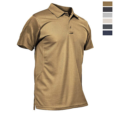 #ad Men#x27;s Short Sleeve Tactical Polo Shirts Quick Dry Team Combat Work Casual Golf T $20.98