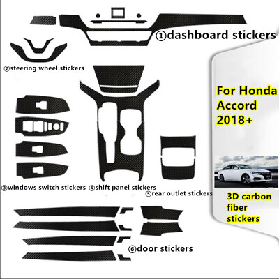 #ad 27Pcs Carbon Fiber Interior Decor Trim Sticker Cover For Honda Accord 2018 2020 $33.99