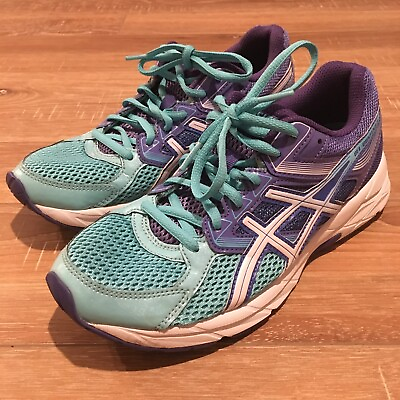 #ad Asics Gel Contend 3 Women Sneaker Shoe Size 6.5 T5F9N Turquoise Purple White EUC $17.97