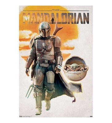 #ad Star Wars The Mandalorian Mando And Grogu Walking Wall Poster 22 x 34 The Child $27.33
