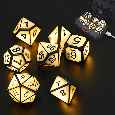 #ad Luminous Polyhedral Dice Club Dice Light emitting DnD Dice MTG Pathfinder Game $31.99