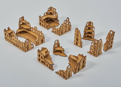 #ad MDF LARGE RUINS Set 15mm 12 items unpainted $39.00