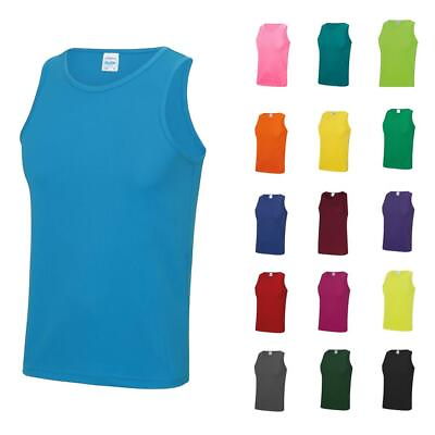 #ad Mens Quick Dry Tank Top Vest Lightweight Cool Sleeveless Polyester Training Top GBP 10.99