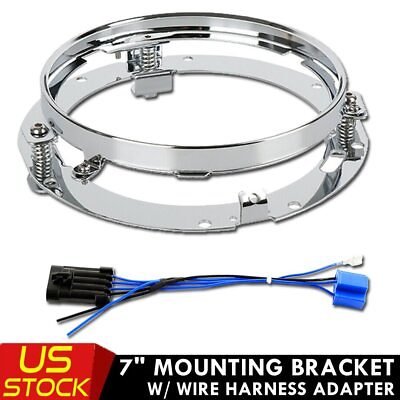 #ad 1x 7#x27;#x27; INCH Round Silver LED Headlight Mounting Bracket Ring For Motorcycle Jeep $31.99