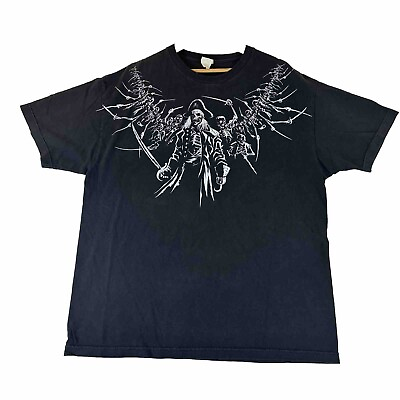 #ad Pirate Skeleton Shirt Mens XL Vintage Skull Horror Grunge Emo Y2K Goth Black $22.99