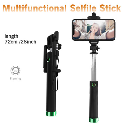 #ad 2 Pack Universal Handheld Monopod Extendable Pole Wired Selfie Stick For iPhone $9.99