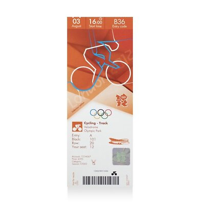 #ad UNSIGNED London 2012 Olympics Ticket: Track Cycling August 3rd M Team Pursuit; GBP 15.99