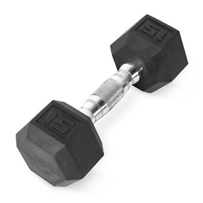 #ad 15lb 30lb For Strength Rubber Encased Exercise amp; Fitness Hex Dumbbell Single $28.29