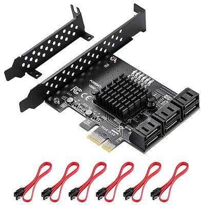 #ad Pcie Sata Card 6 Ports With 6 Sata Cables And Low Profile Bracket 6 Gbps 1X $60.99