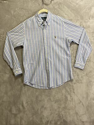 #ad Ralph Lauren Mens Button Shirt Medium Oxford Custom Fit Blue Stripe Vintage Pony $22.77
