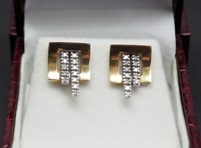 #ad Beautiful 10K white amp; yellow gold 1.2ctw diamond earrings $385.00