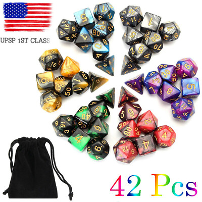 #ad USA 6 Colors 42pcs Polyhedral Dice Set for DND RPG MTG Game Dungeons Games Bag $13.99