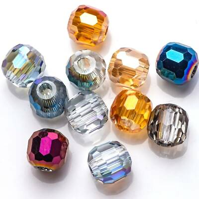 #ad 10pcs 8mm 10mm 12mm 14mm Cylinder Crystal Glass Loose Beads for Jewelry Making $2.75