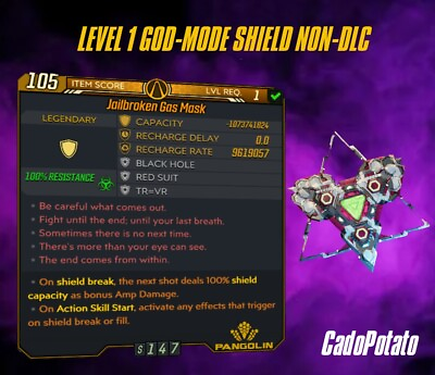 #ad Borderlands 3 God Mode Shield 🛡️ Level 1 Non DLC PlayStation Xbox PC $2.00