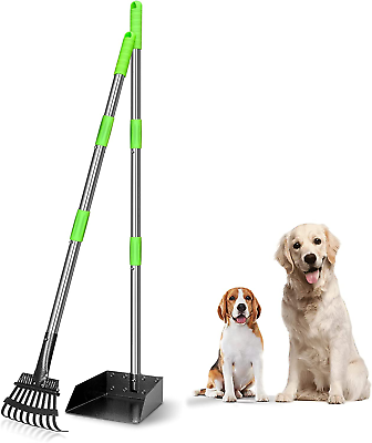 #ad Pooper Scooper Stainless Metal Tray and Rake for All Dogs Heavy Duty $24.58