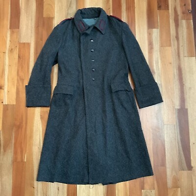 #ad Vintage Bulgarian Military gray Long coat wool overcoat heavy winter Soviet Era $62.24