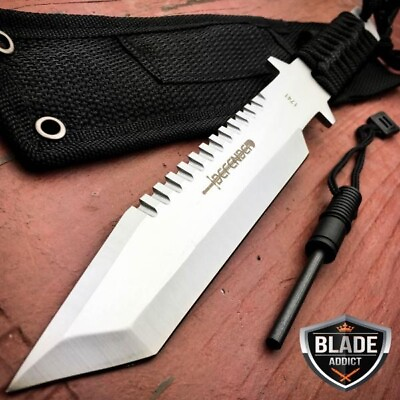 #ad 11quot; Military Hunting Tactical FIXED BLADE Knife Survival Bowie Firestarter SET $12.30