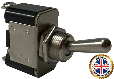 #ad 2 Heavy Duty Momentary On Off Metal Toggle Switch 25 Amps 12 Volt UK Made $12.95