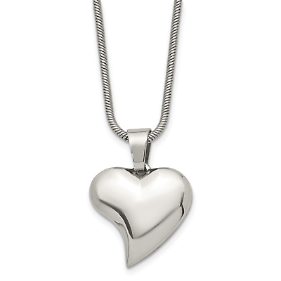 #ad Chisel Stainless Steel Polished Heart Pendant on an 18 inch Snake Chain Necklace $49.84