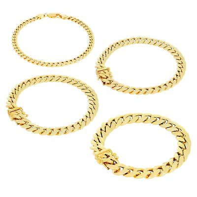 #ad #ad 14K Yellow Gold 3mm 12.5mm Miami Cuban Link Chain Bracelet Mens Women 7quot; 8quot; 9quot; $263.98