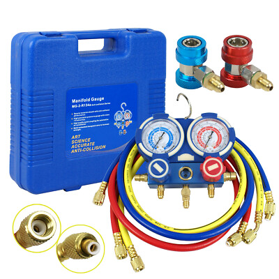 #ad Air Refrigeration Kit HVAC A C R134A R410A R22 AC Manifold Gauge Set Brass $42.58