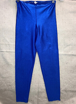 #ad Vintage Blue Shiny Satin Spandex Nylon Pants Disco Gym GlossTight Womens Men’s S $69.99