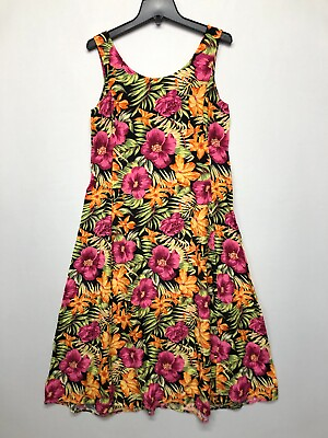 #ad Campagnie Internationale Express Women Hawaiian Dress Size 7 8 Floral M142 3 $29.99