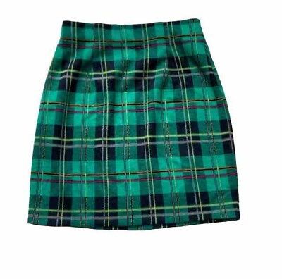 #ad Vintage St Michael Rare Tartan Check Plaid Above Knee Stretch Skirt Size 8 GBP 20.00