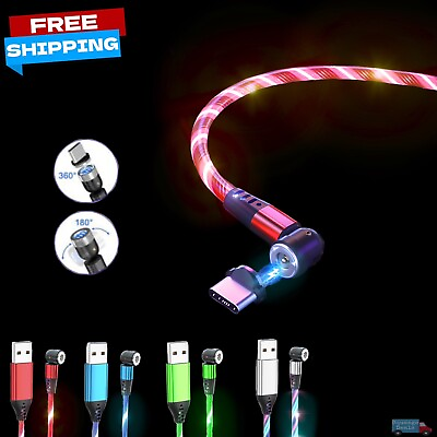 180360° Rotate Light Up Magnetic Phone Charger LED Cable Charging Adapter USB $7.99