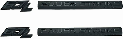 #ad 4pcs Black 6.7L Powerstroke Emblem 3D Side Fender Power Stroke Turbo Badge $38.99