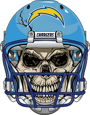 #ad Los Angeles Chargers Skull Helmet Vinyl Decal Sticker 10 sizes Tracking $54.99