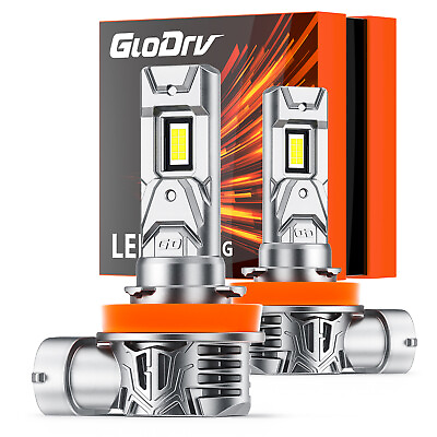 #ad GloDrv H11 H9 LED Headlight Bulbs Low Beam Super Bright 6000K White Fanless 60W $27.96