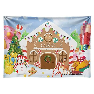 #ad Funnytree 8x6ft Durable Fabric Christmas Gingerbread House Backdrop for Part… $47.89
