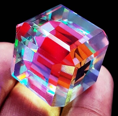 #ad GIE Certified 130 Ct Natural Cube Rainbow Color Mystic Quartz Loose Gemstone $26.85