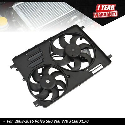 #ad For Volvo S80 V60 V70 XC60 XC70 2008 2016 Dual AC Condenser Radiator Cooling Fan $90.74