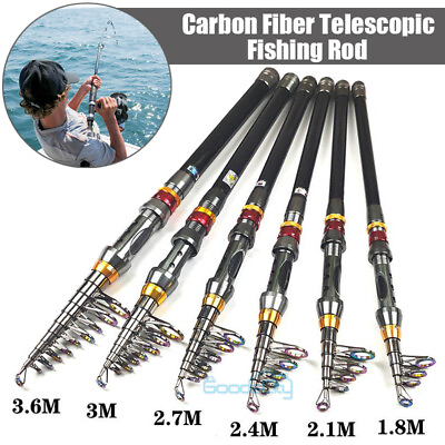#ad Heavy Duty Carbon Fiber Telescopic Fishing Rod Sea Saltwater Freshwater 3.6m US $13.99