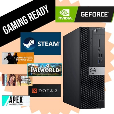 #ad #ad Gaming Dell Desktop Computer PC i7 8700 NVIDIA GT up to 32GB RAM 2GB SSD W11 BT $84.99