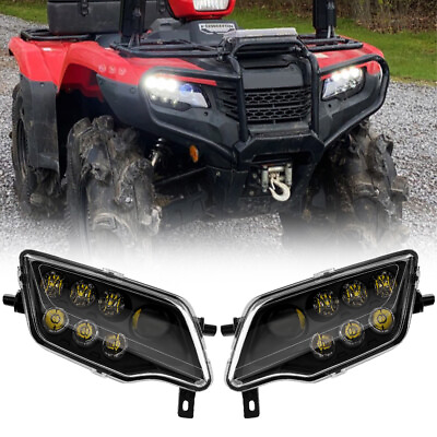 #ad ATV SXS LED Headlight For Honda Pioneer 1000 Rancher 420 Foreman 500 Rubicon 520 $164.33