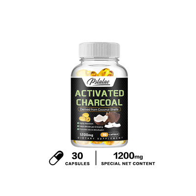 #ad Activated Charcoal Capsules 1200mg Highly Absorbent Relieve Gas and Bloating $7.83