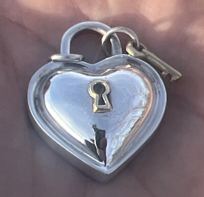 #ad Auth Tiffany amp; Co Silver 18K Gold Key Heart Charm Pendant $549.00