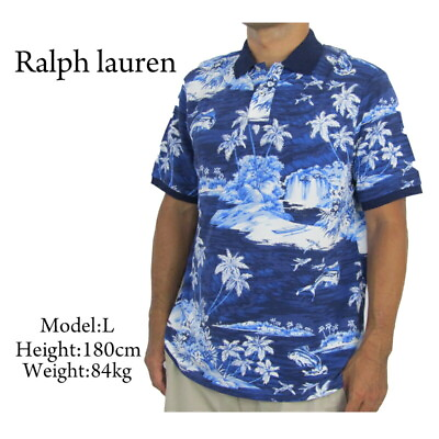 #ad Polo Ralph Lauren Short Sleeve Classic Fit Floral Aloha Polo Navy Blue White $69.99