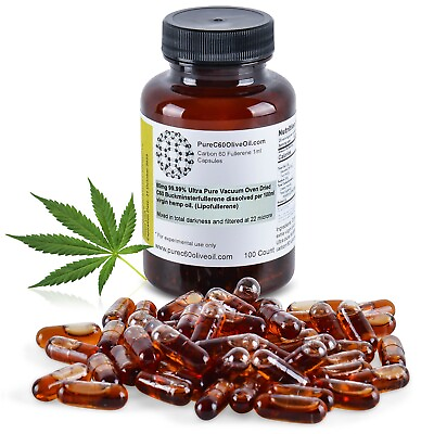 #ad PureC60OliveOil C60 Organic Hemp Seed Oil Capsules 100ml 99.99% Solvent Free $69.99