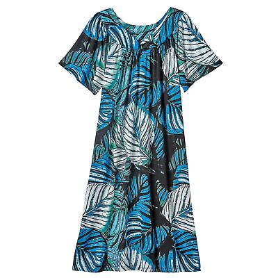 #ad CATALOG CLASSICS Womens Muumuu House Dress Lounger Short Sleeve with pockets 42quot; $19.99